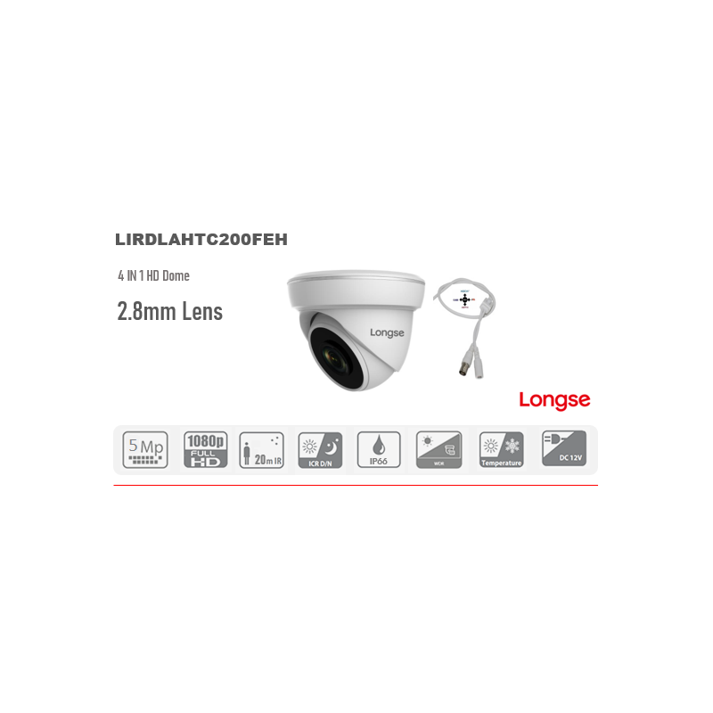 LIRDLAHTC200FPE 2M/5M Lite Indoor IR Fixed Conch HD Camera